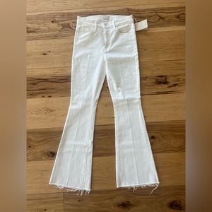 Mother The Weekender Mid-Rise Flare Jeans White size 27 4